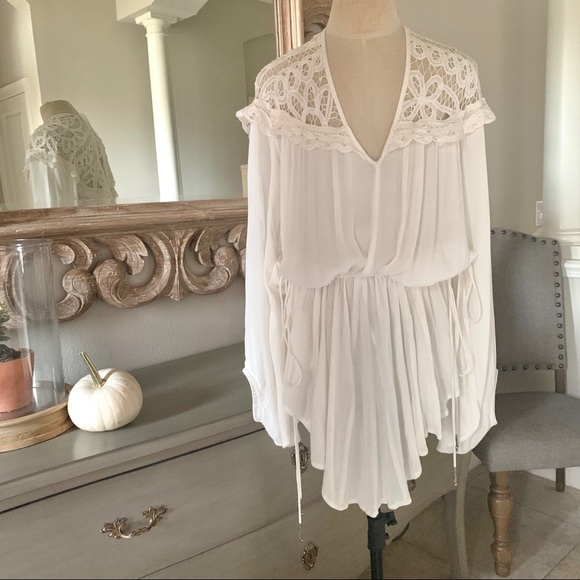 Free People Dresses & Skirts - Free People Lace Crochet Tunic Blouson Dress